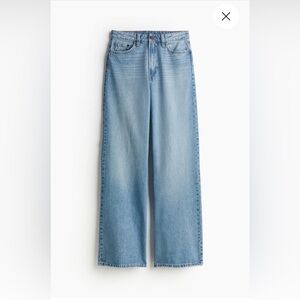 Women’s 14 H&M Light Blue Ava High Rise Ultra Wide Leg Jeans New With Tags